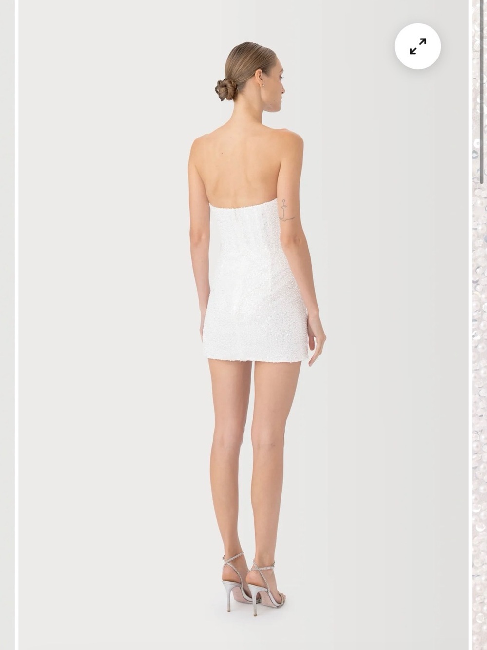 Sau Lee Lara Strapless White Beaded Mini Dress with Sweetheart Neckline, Sz 2 - Picture 8 of 8